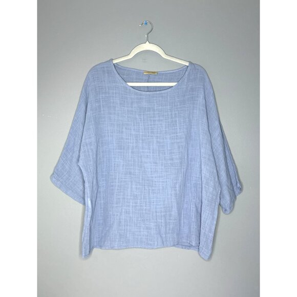 Beyond Capri Lagenlook Top Oversized Boxy Made in Italy OS Relaxed Gauzy Cotton - Picture 1 of 10